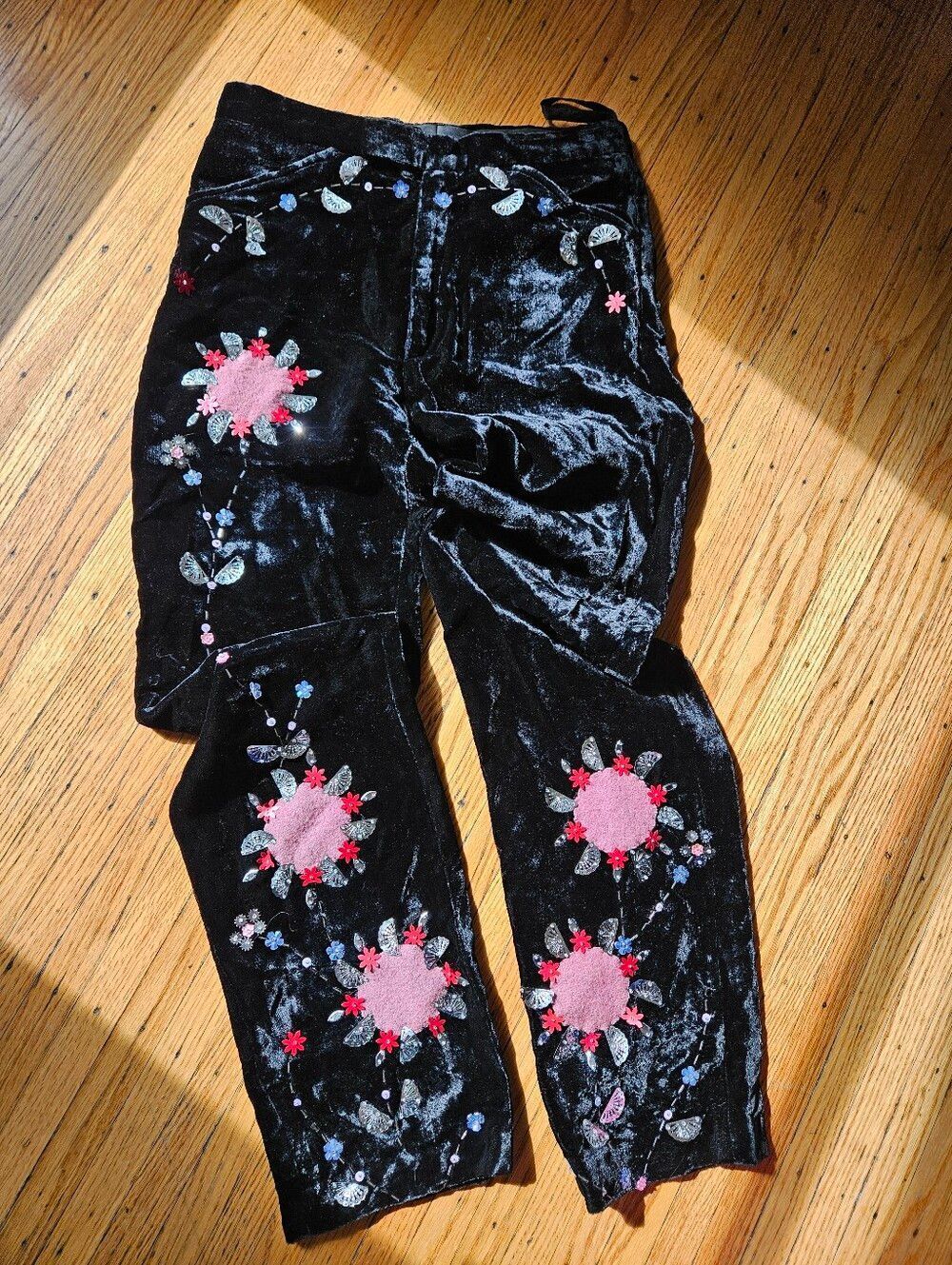 Anna Sui Vintage 2002 Runway Velvet Embroidered Pants - Picture 4 of 12